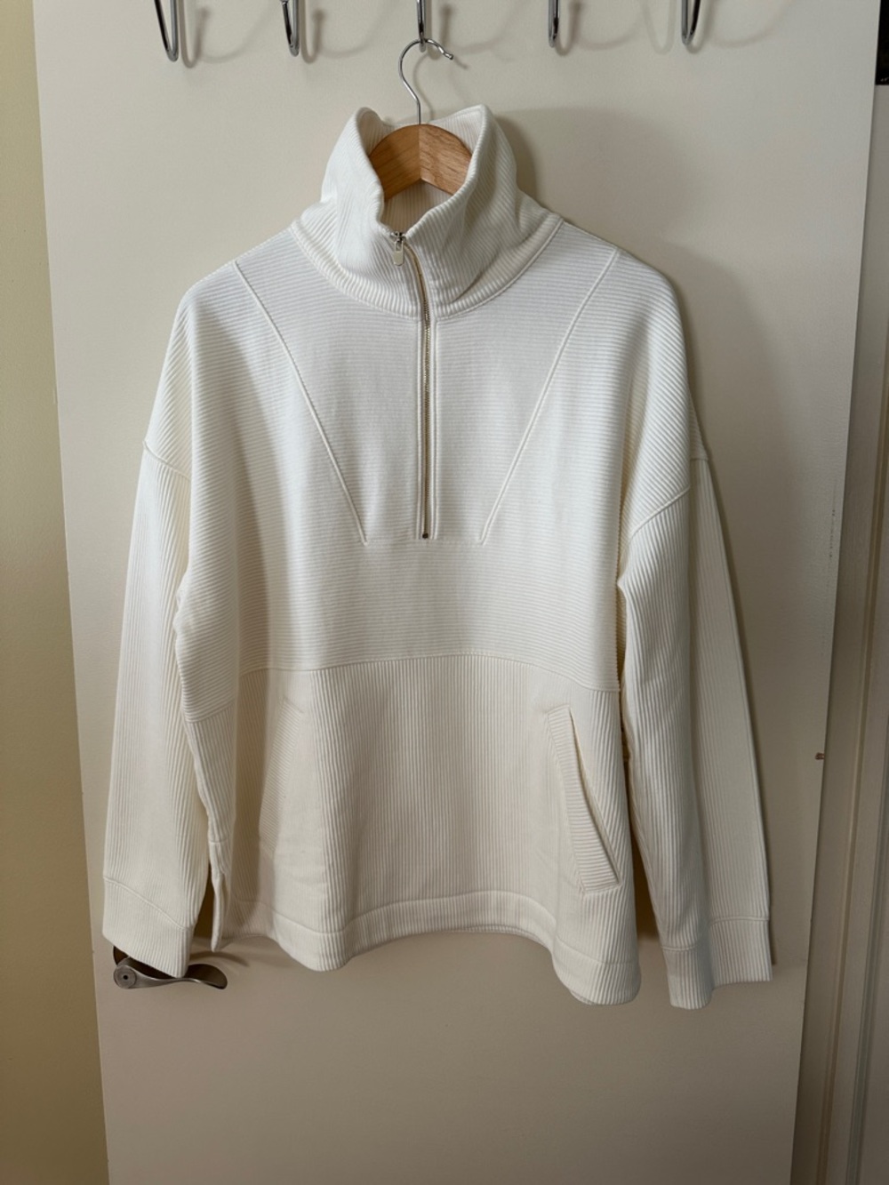 Haven Well Within Womens New XL with rag Cream Half-Zip Ribbed Pullover Sweater